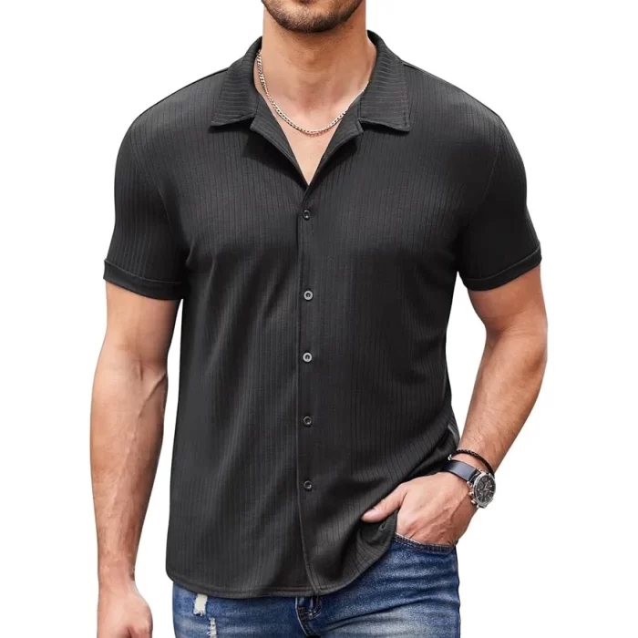 2024 New Mens Casual Wrinkle Free Shirts Short Sleeve - Image 3